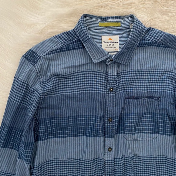 Tommy Bahama Blue Stripe Island Modern Fit Button Up Shirt - Picture 2 of 8
